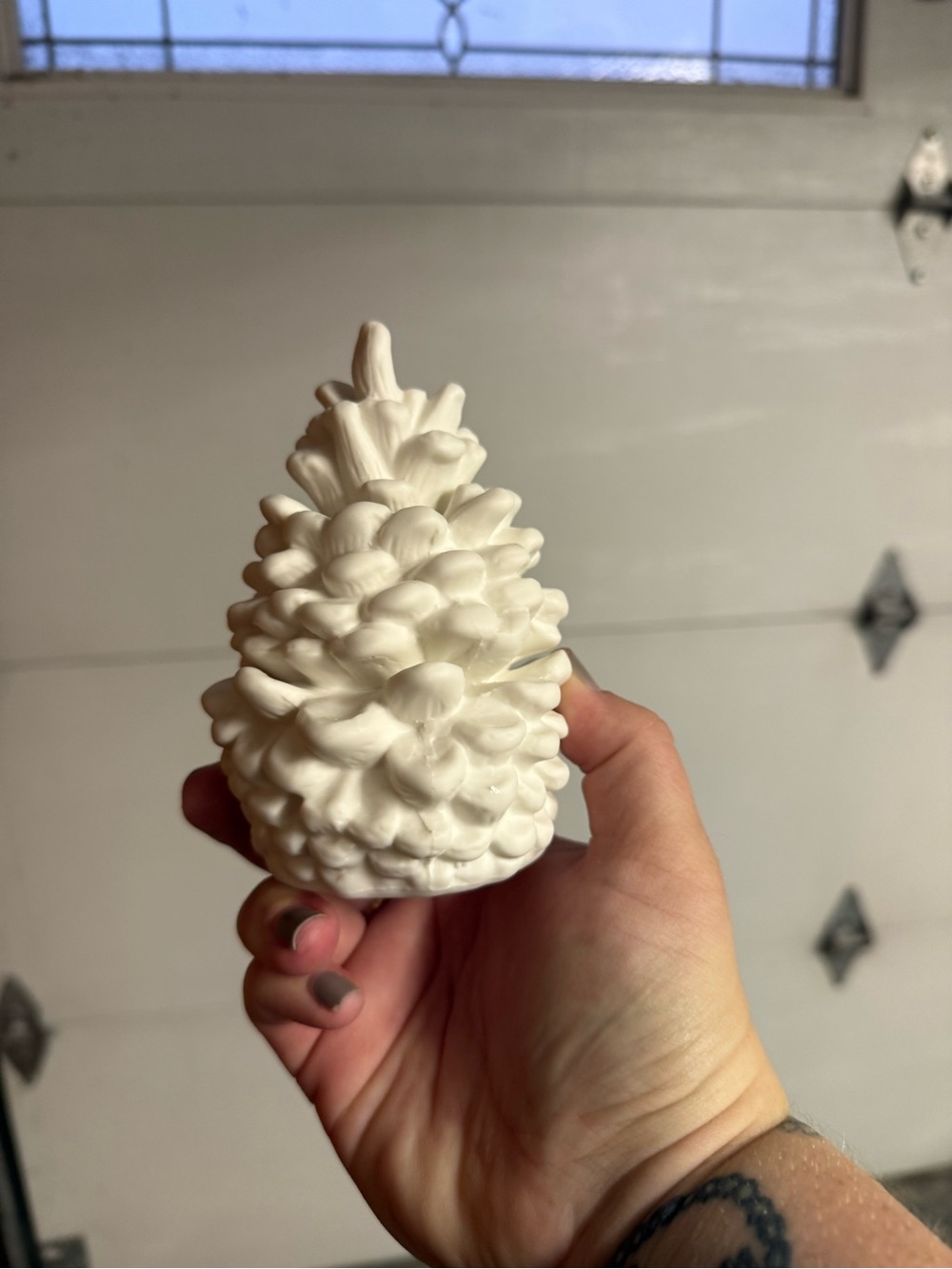 Creative Co Op Ceramic Pinecones set in White